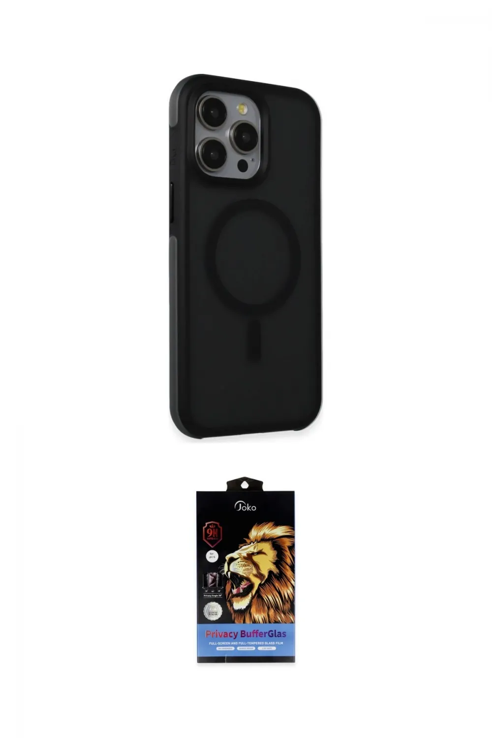 ieg™ iPhone 15 Pro Max Kılıf Çekirdek Yansıma Prime - Siyah Buffer Hayalet Cam Ekran Koruyucu