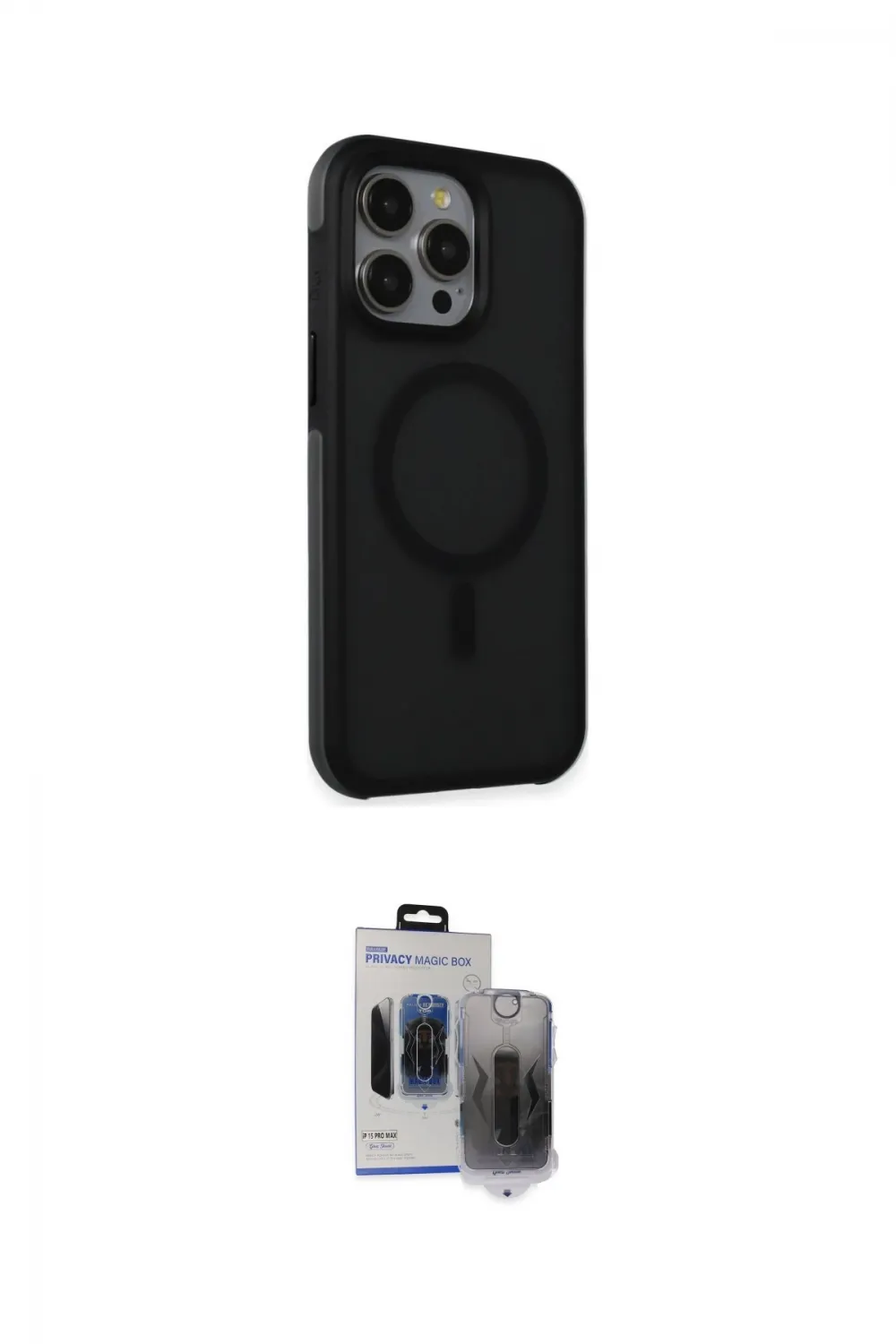 ieg™ iPhone 15 Pro Max Kılıf Çekirdek Yansıma Prime - Siyah Vanessa Magic Hayalet Cam