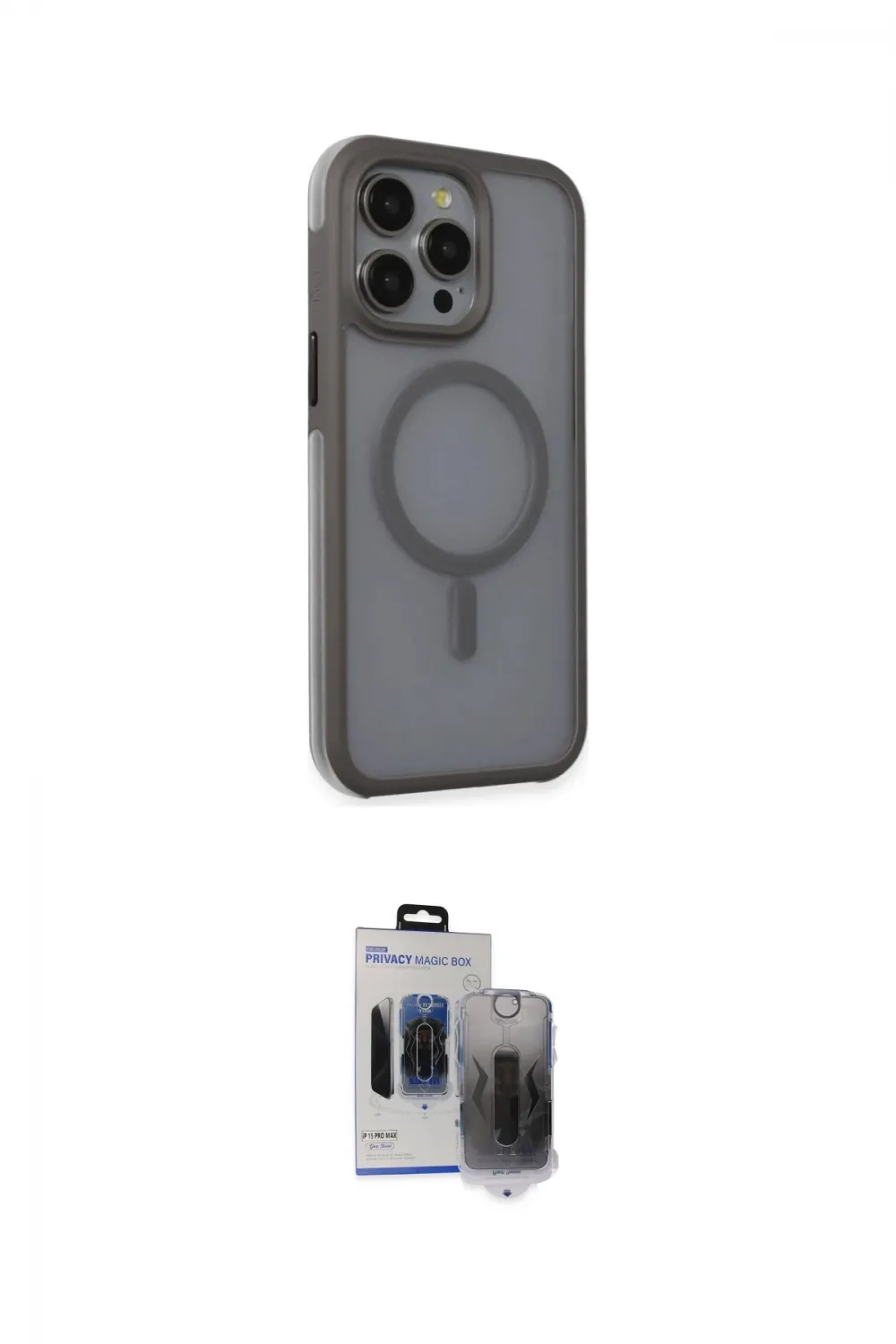 ieg™ iPhone 15 Pro Max Kılıf Çekirdek Yansıma Prime - Siyah Vanessa Magic Hayalet Cam