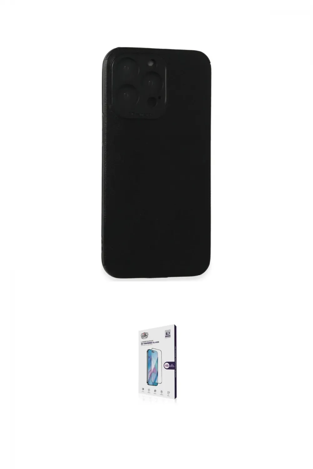 ieg™ iPhone 15 Pro Max Kılıf Doruk Asil Koleksiyonu - Siyah Bilvis 0.18mm Plus Cam Ekran Koruyucu
