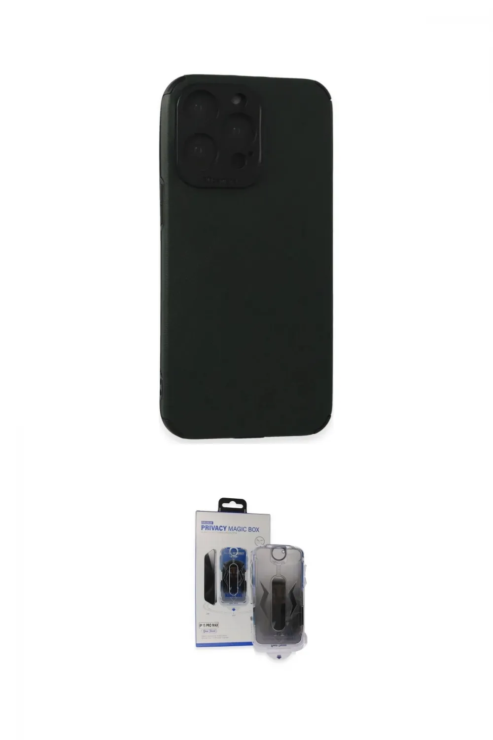 ieg™ iPhone 15 Pro Max Kılıf Doruk Asil Koleksiyonu - Siyah Vanessa Magic Hayalet Cam
