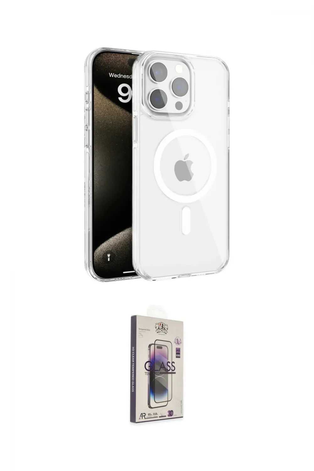 ieg™ iPhone 15 Pro Max Kılıf Doruk Doku Özel Seri - Siyah Bilvis 3D Cam Ekran Koruyucu