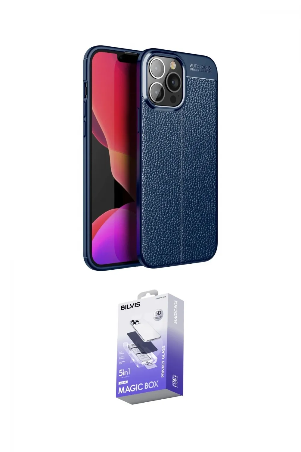 ieg™ iPhone 15 Pro Max Kılıf Doruk Klasik Özel Seri - Siyah Bilvis 5in1 5D Magic Hayalet Cam Ekran Koruyucu