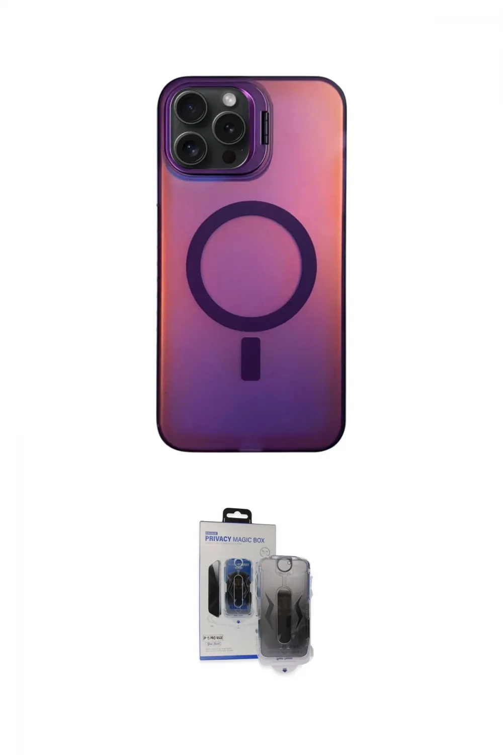 ieg™ iPhone 15 Pro Max Kılıf Doruk Klasik Prime - Siyah Vanessa Magic Hayalet Cam
