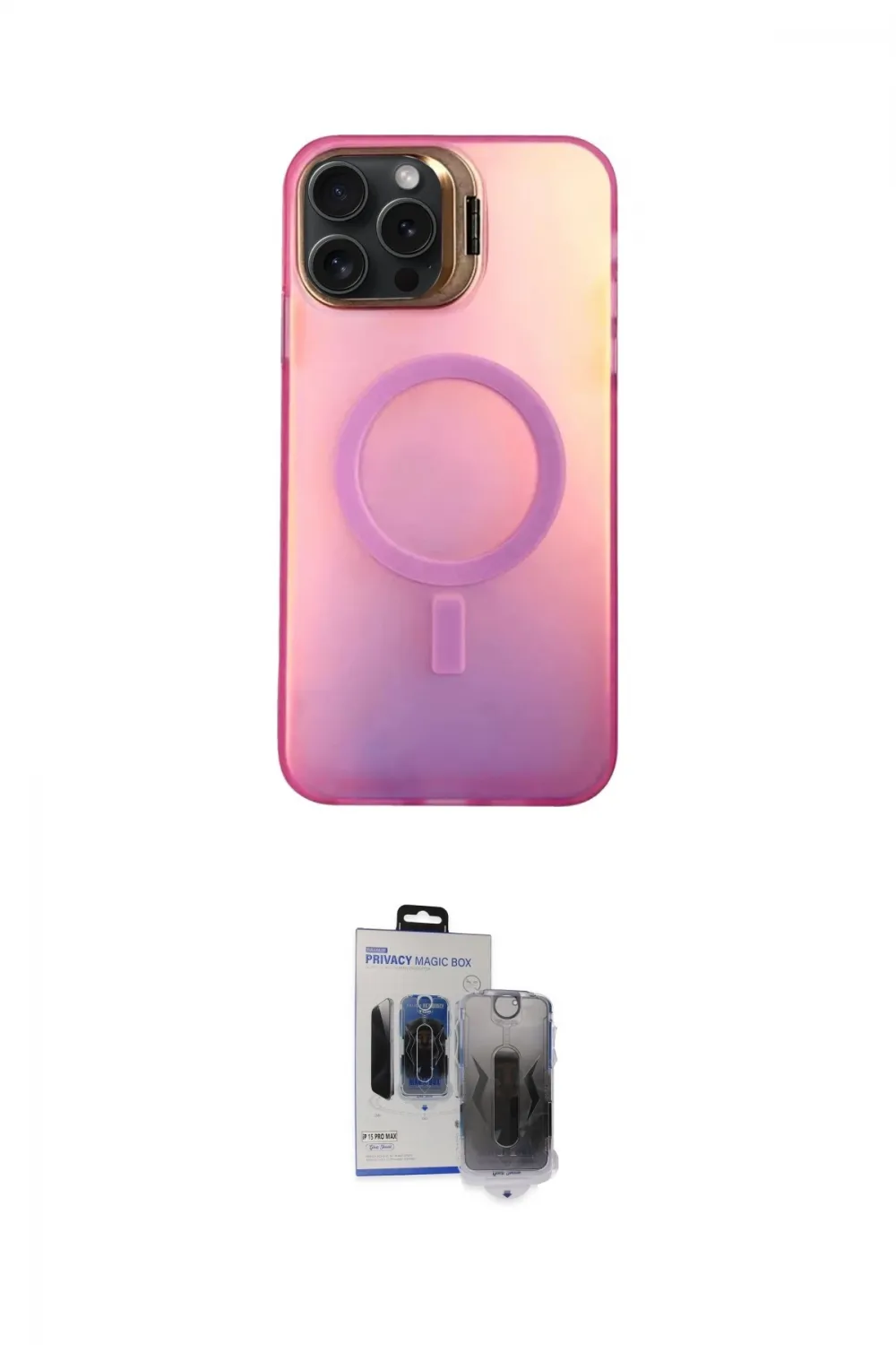 ieg™ iPhone 15 Pro Max Kılıf Doruk Klasik Prime - Siyah Vanessa Magic Hayalet Cam
