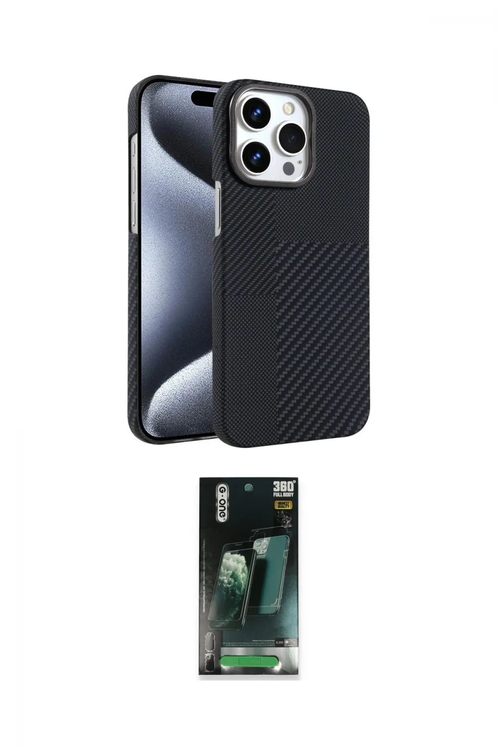 ieg™ iPhone 15 Pro Max Kılıf Doruk Serisi - Şeffaf 360 Full Body Arka Koruyucu