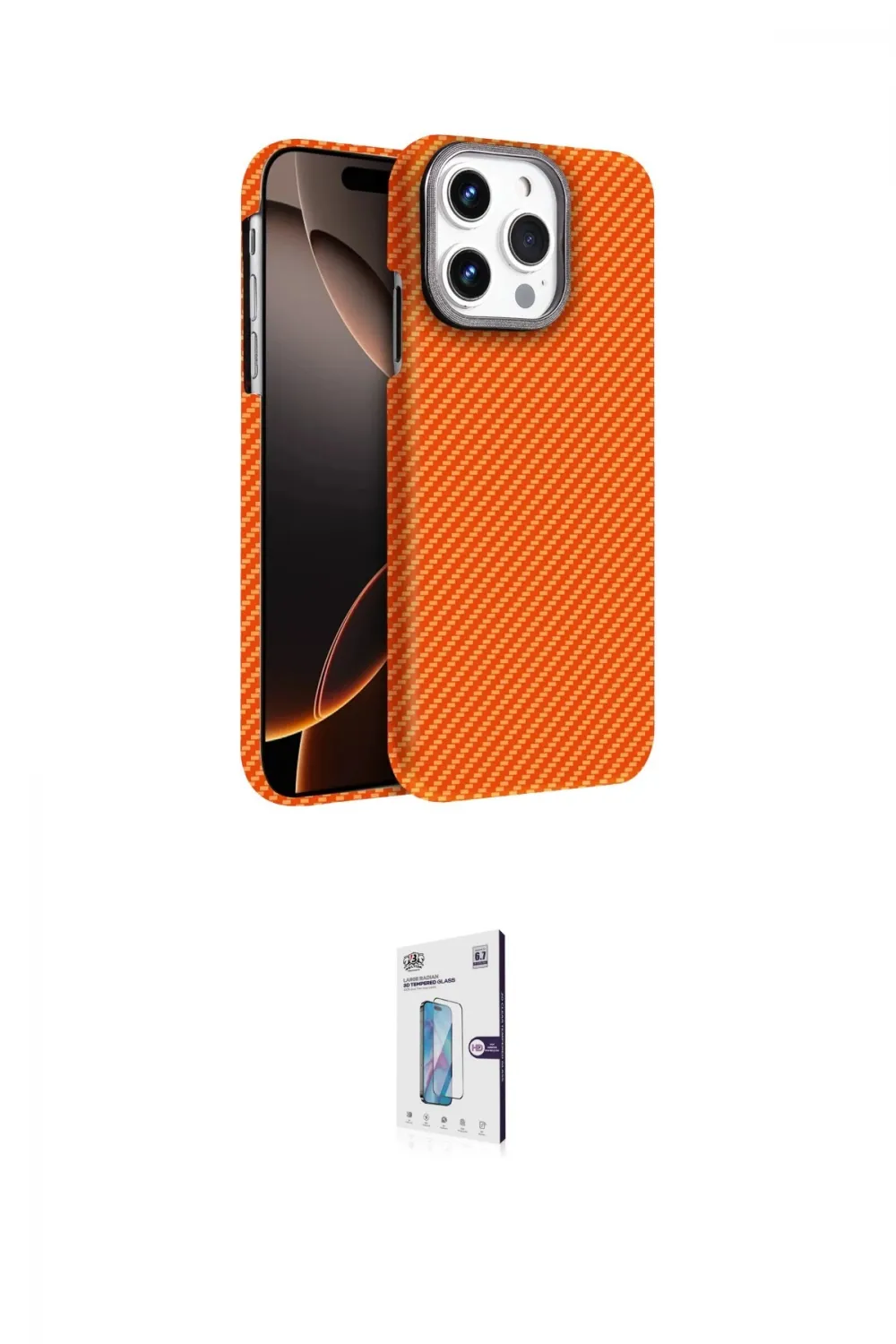ieg™ iPhone 15 Pro Max Kılıf Doruk Serisi - Siyah Bilvis 0.18mm Plus Cam Ekran Koruyucu