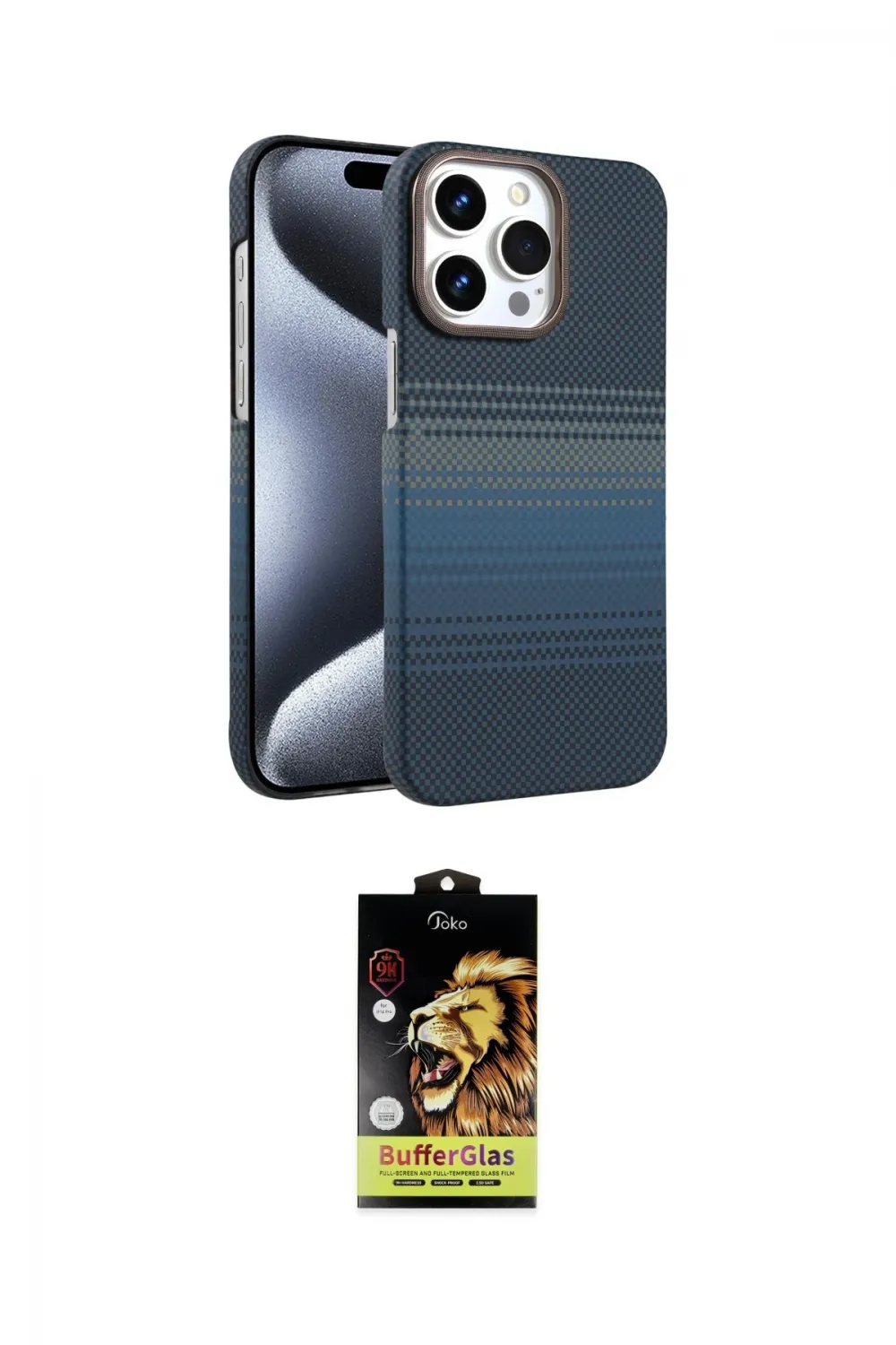 ieg™ iPhone 15 Pro Max Kılıf Doruk Serisi - Siyah Buffer Cam Ekran Koruyucu