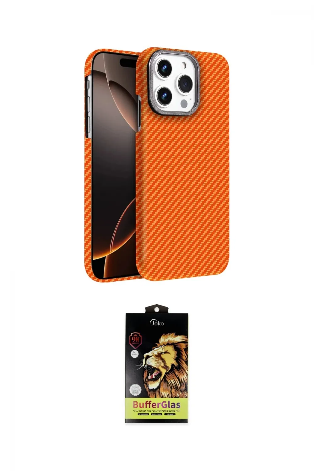 ieg™ iPhone 15 Pro Max Kılıf Doruk Serisi - Siyah Buffer Cam Ekran Koruyucu