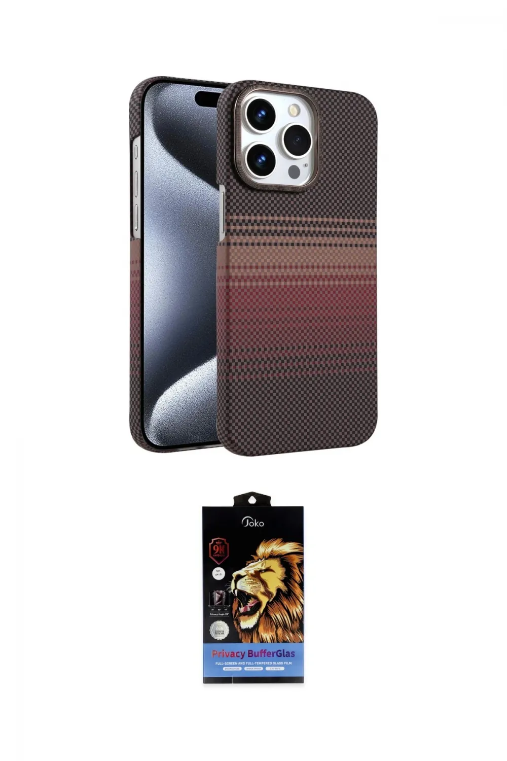 ieg™ iPhone 15 Pro Max Kılıf Doruk Serisi - Siyah Buffer Hayalet Cam Ekran Koruyucu