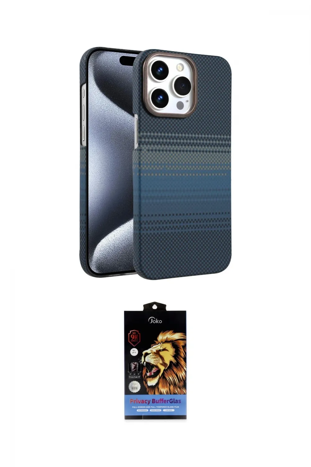ieg™ iPhone 15 Pro Max Kılıf Doruk Serisi - Siyah Buffer Hayalet Cam Ekran Koruyucu