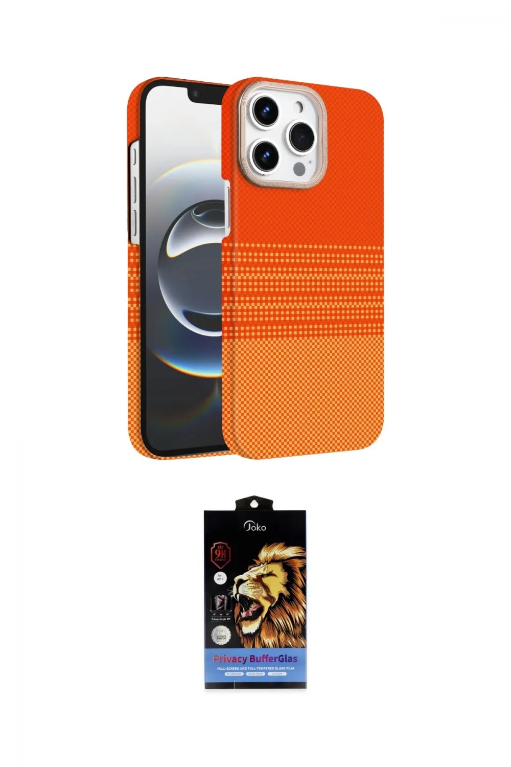 ieg™ iPhone 15 Pro Max Kılıf Doruk Serisi - Siyah Buffer Hayalet Cam Ekran Koruyucu