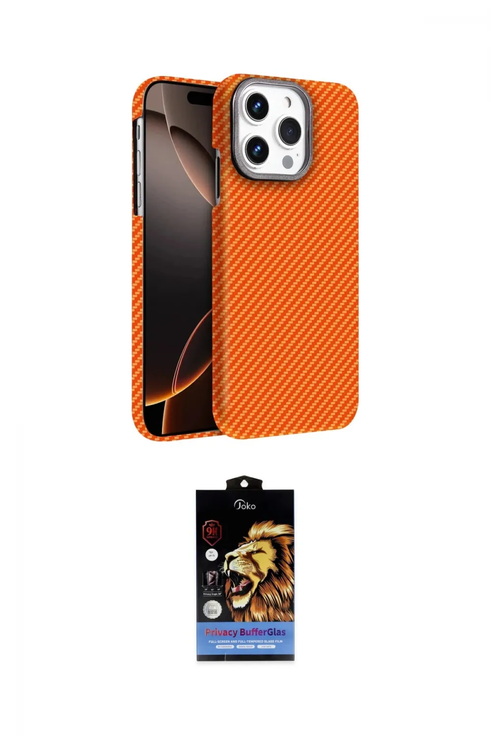 ieg™ iPhone 15 Pro Max Kılıf Doruk Serisi - Siyah Buffer Hayalet Cam Ekran Koruyucu