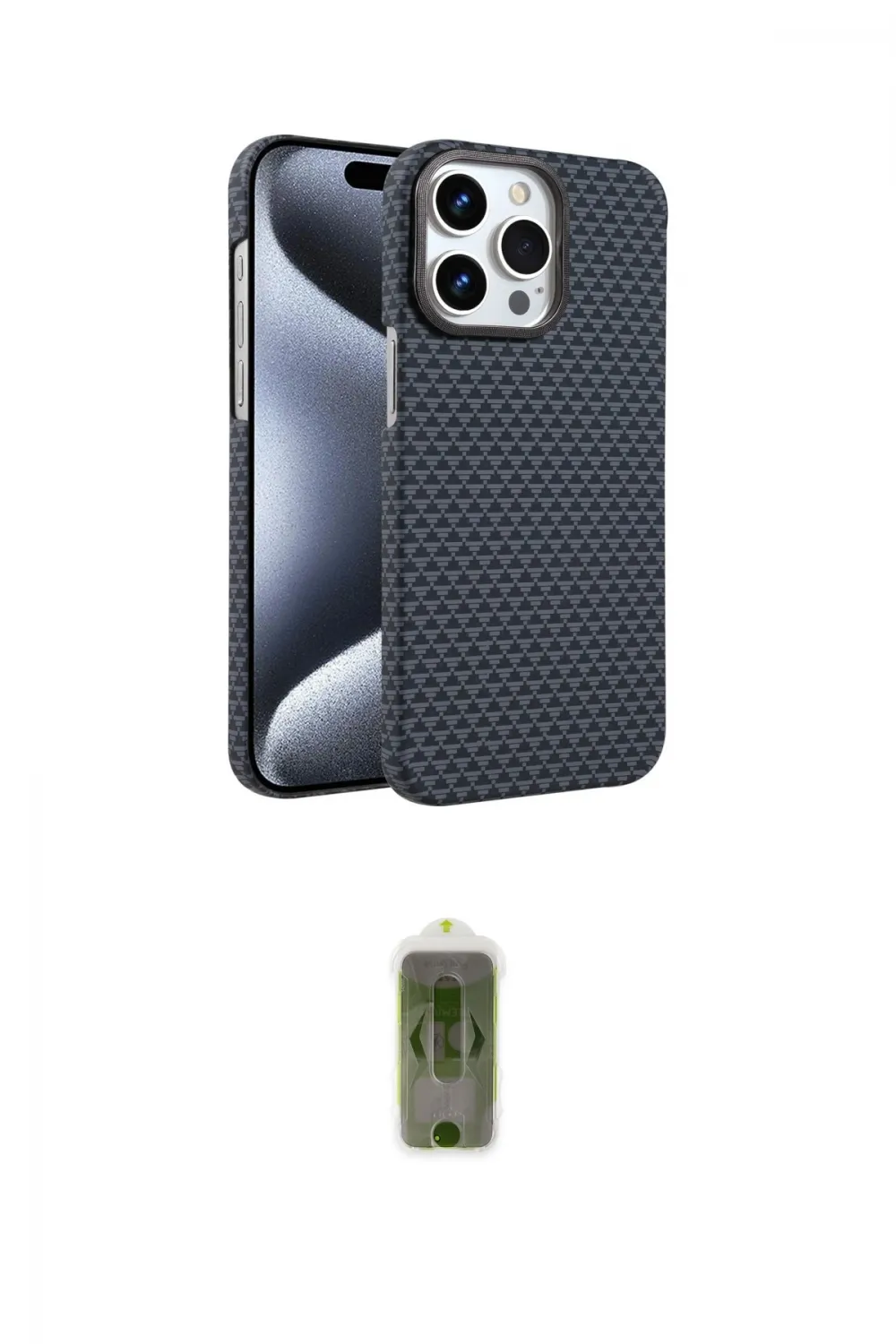 ieg™ iPhone 15 Pro Max Kılıf Doruk Serisi - Siyah Joko Magic 5D Hayalet Cam