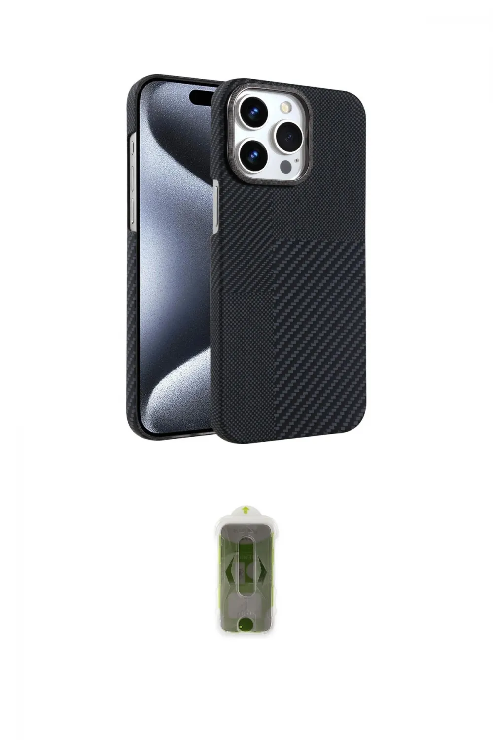 ieg™ iPhone 15 Pro Max Kılıf Doruk Serisi - Siyah Joko Magic 5D Hayalet Cam