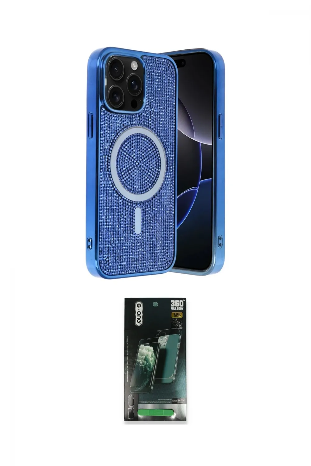 ieg™ iPhone 15 Pro Max Kılıf Eksen Çizgi - Şeffaf 360 Full Body Arka Koruyucu