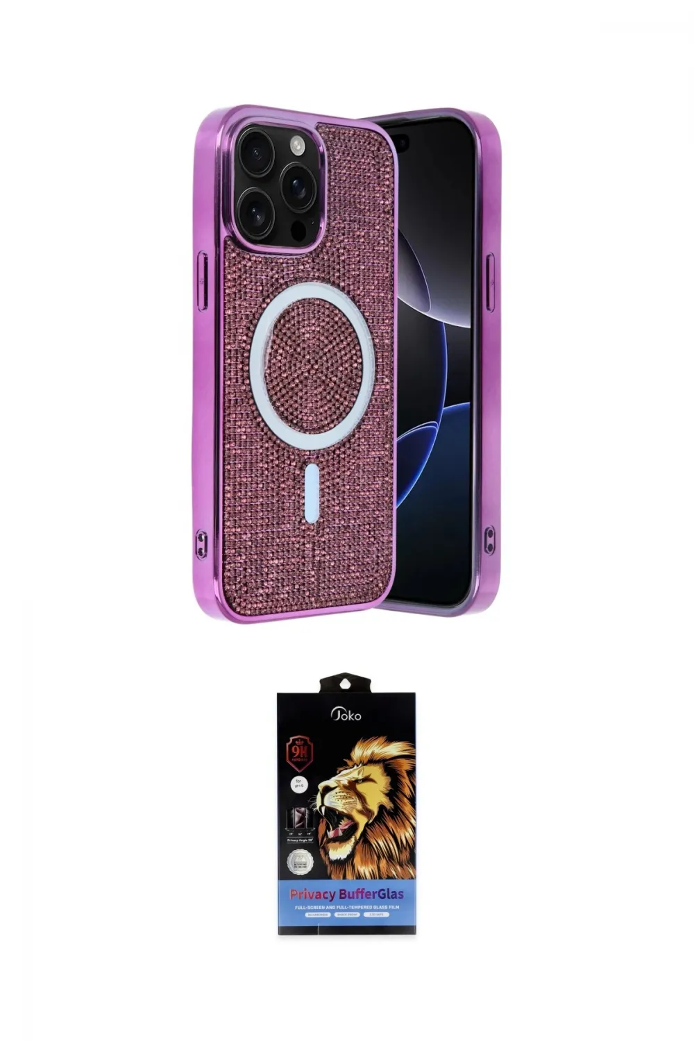 ieg™ iPhone 15 Pro Max Kılıf Eksen Çizgi - Siyah Buffer Hayalet Cam Ekran Koruyucu