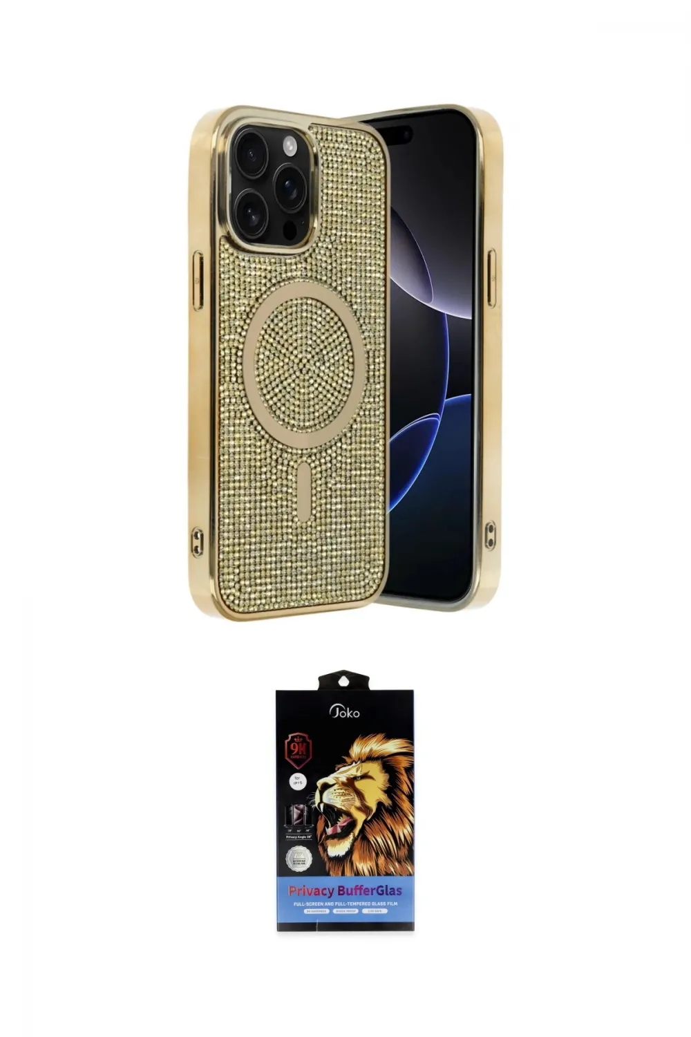 ieg™ iPhone 15 Pro Max Kılıf Eksen Çizgi - Siyah Buffer Hayalet Cam Ekran Koruyucu