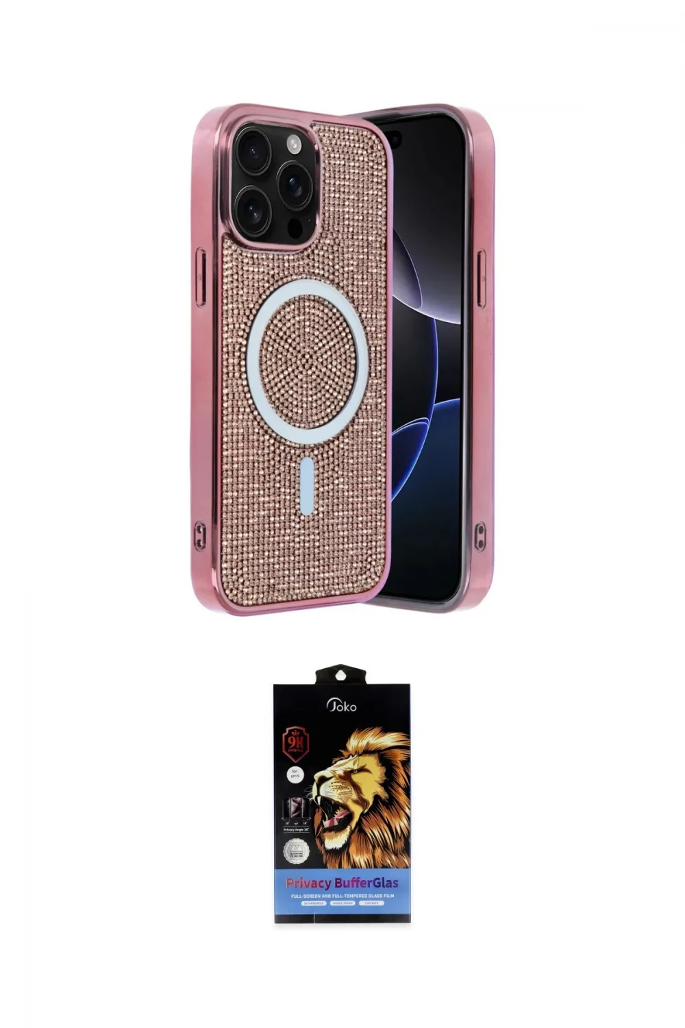 ieg™ iPhone 15 Pro Max Kılıf Eksen Çizgi - Siyah Buffer Hayalet Cam Ekran Koruyucu