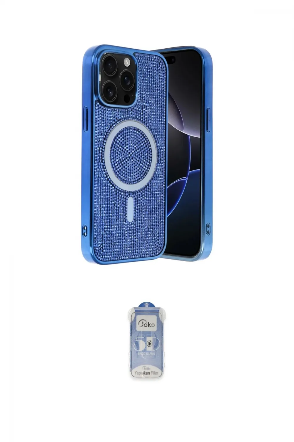 ieg™ iPhone 15 Pro Max Kılıf Eksen Çizgi - Siyah Joko Magic 5D Cam