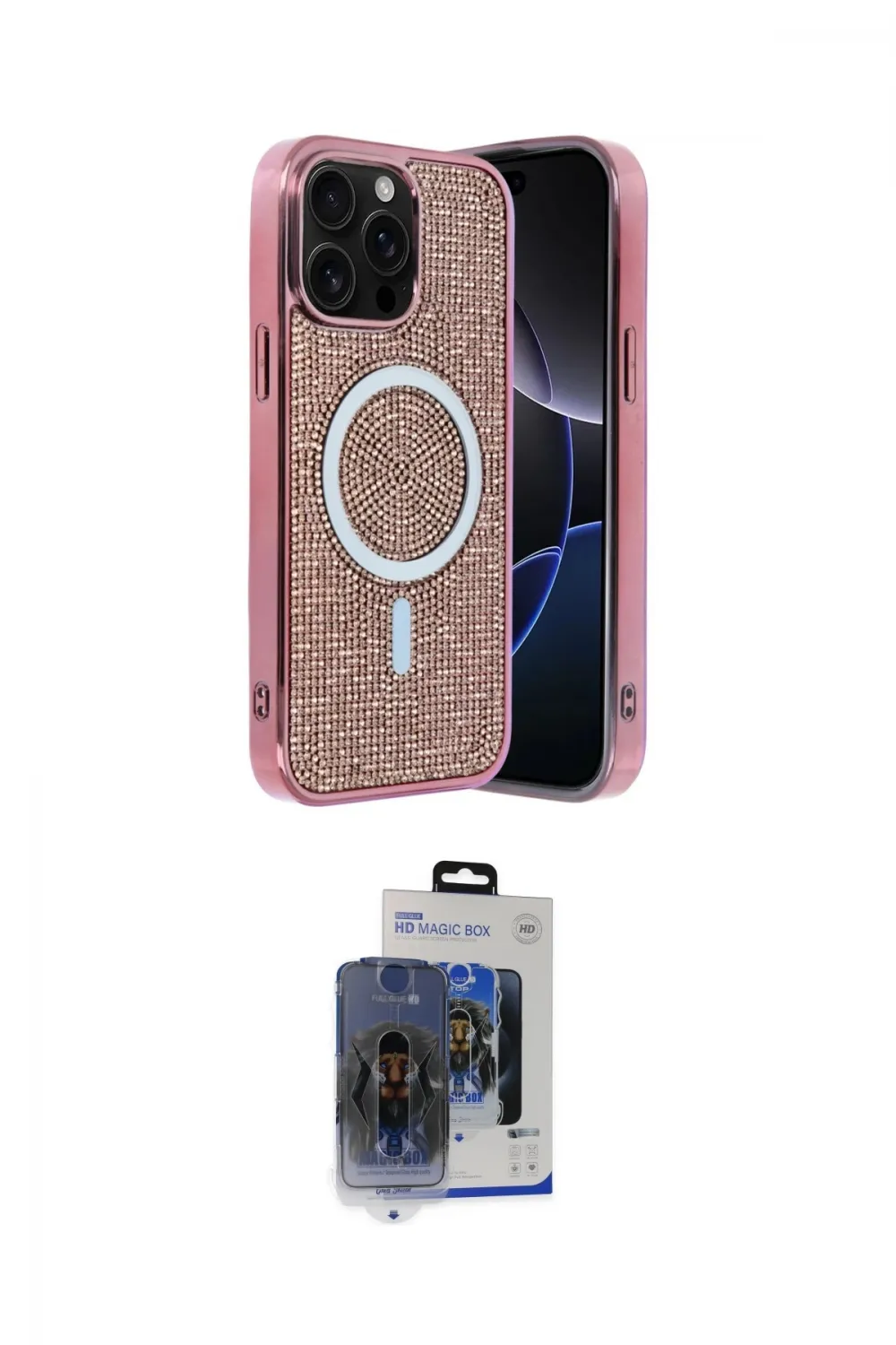 ieg™ iPhone 15 Pro Max Kılıf Eksen Çizgi - Siyah Vanessa Magic Cam