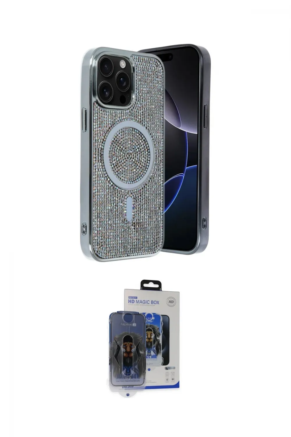 ieg™ iPhone 15 Pro Max Kılıf Eksen Çizgi - Siyah Vanessa Magic Cam