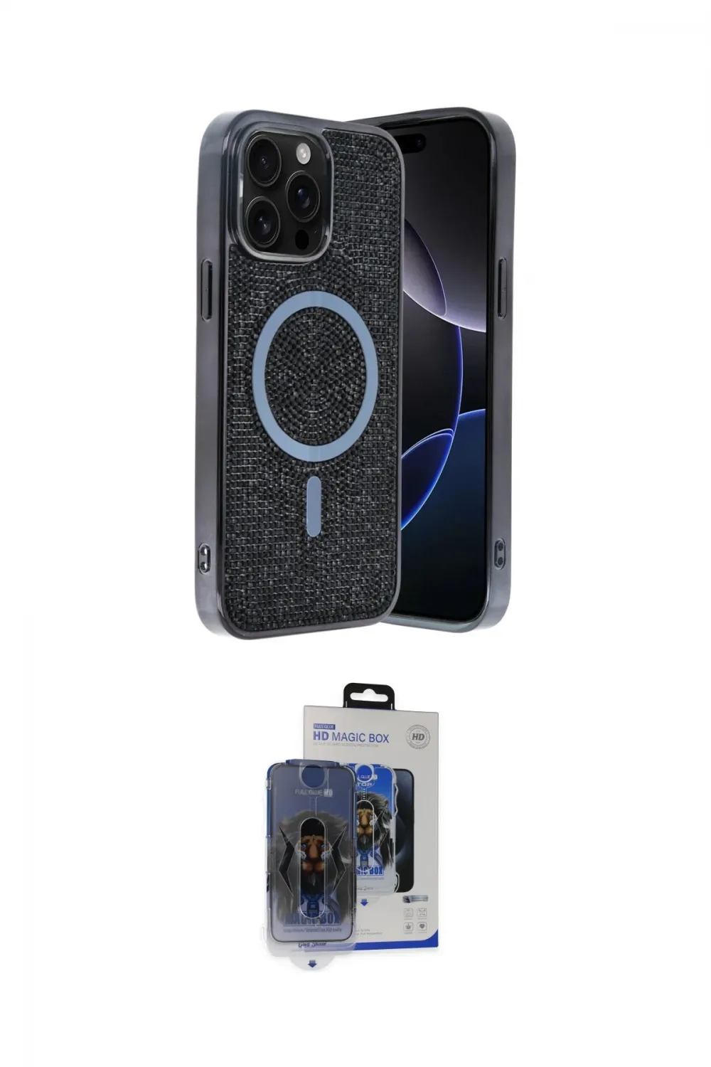 ieg™ iPhone 15 Pro Max Kılıf Eksen Çizgi - Siyah Vanessa Magic Cam
