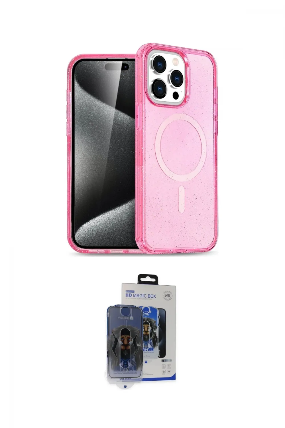 ieg™ iPhone 15 Pro Max Kılıf Eksen Doku Koleksiyonu - Siyah Vanessa Magic Cam