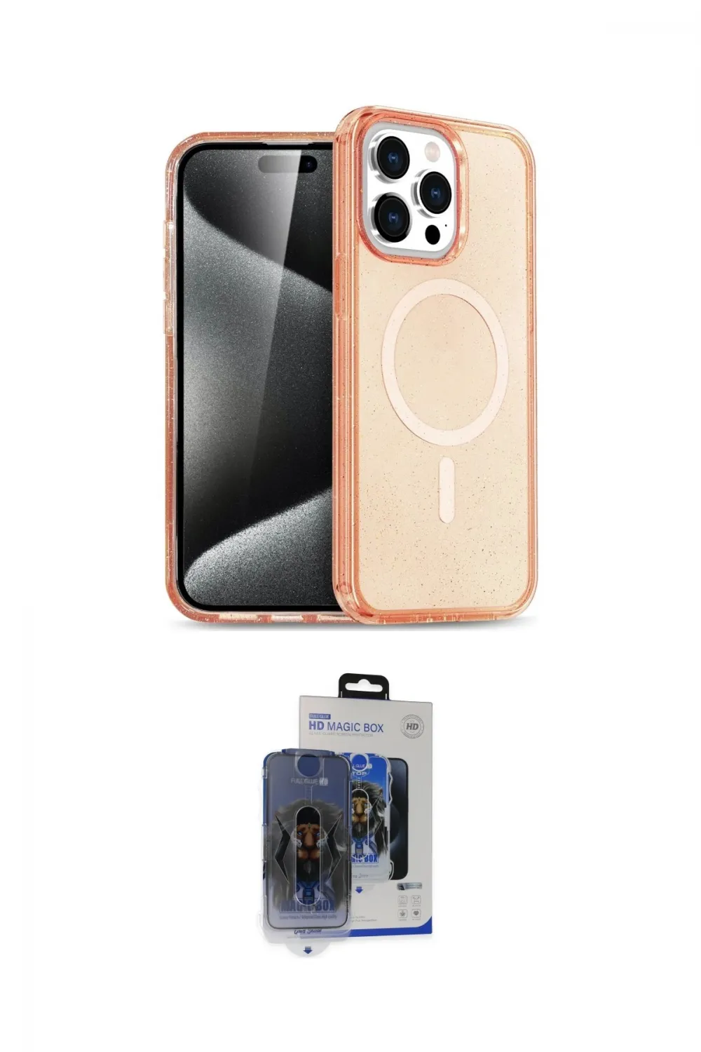 ieg™ iPhone 15 Pro Max Kılıf Eksen Doku Koleksiyonu - Siyah Vanessa Magic Cam
