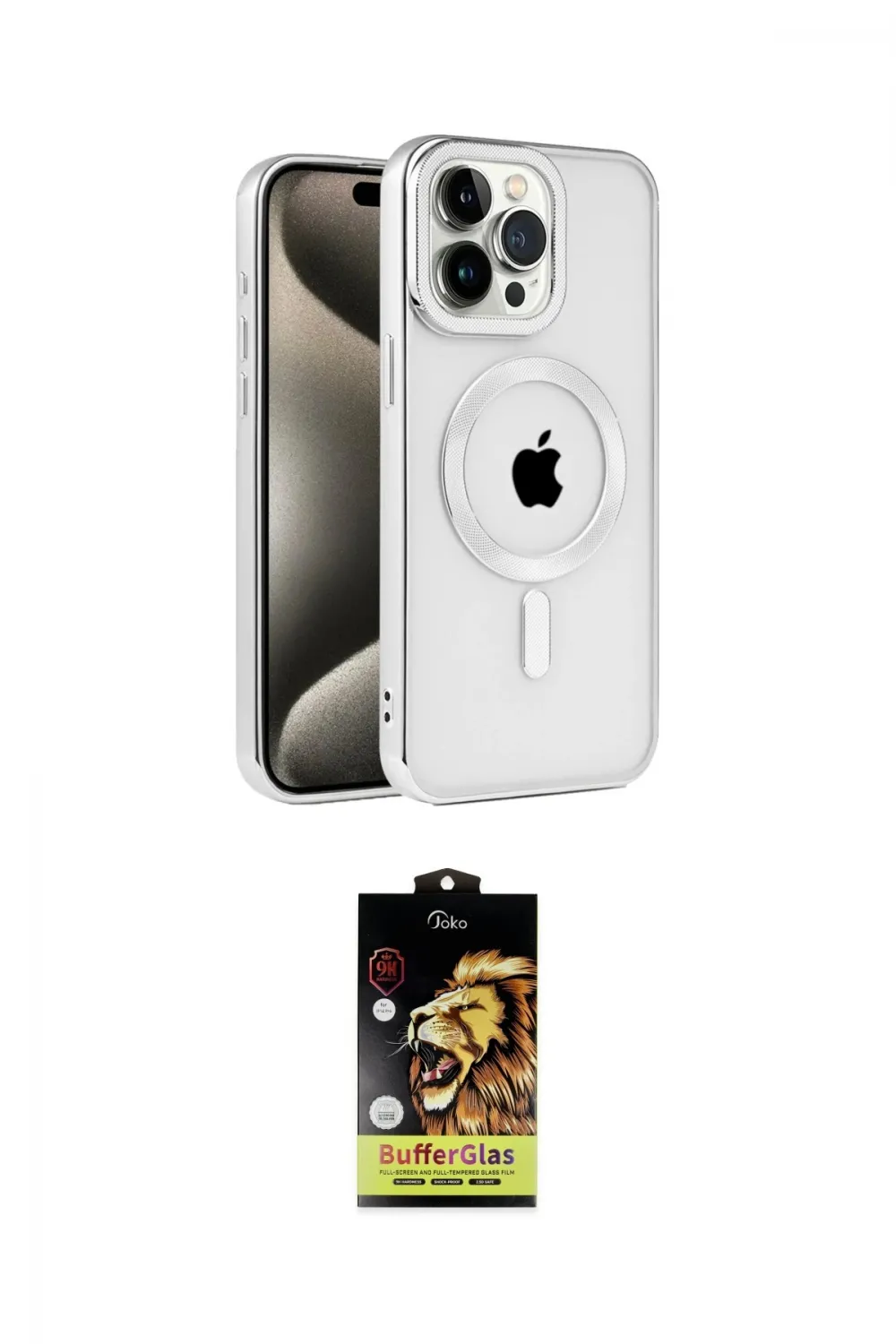 ieg™ iPhone 15 Pro Max Kılıf Eksen Form Koleksiyonu - Siyah Buffer Cam Ekran Koruyucu