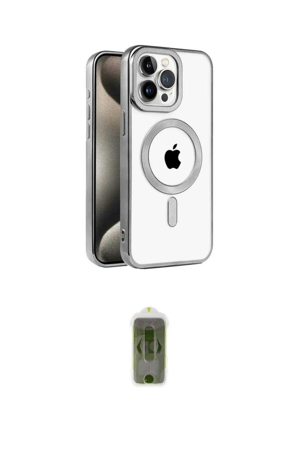 ieg™ iPhone 15 Pro Max Kılıf Eksen Form Koleksiyonu - Siyah Joko Magic 5D Hayalet Cam