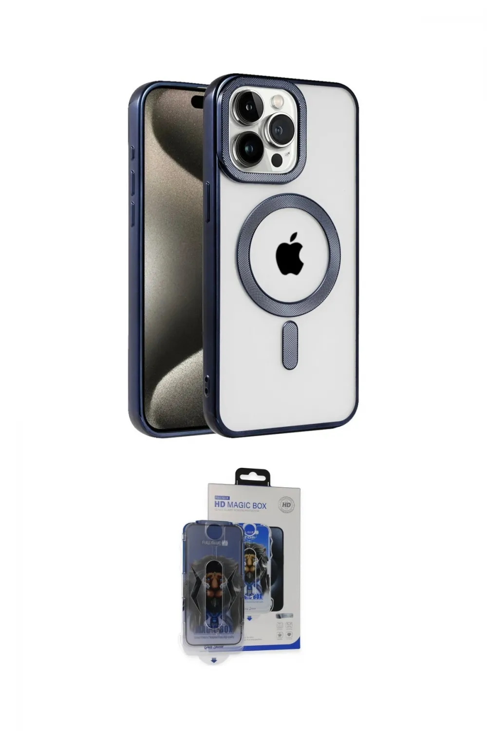 ieg™ iPhone 15 Pro Max Kılıf Eksen Form Koleksiyonu - Siyah Vanessa Magic Cam