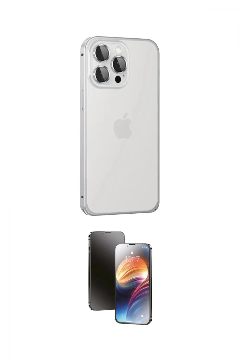 ieg™ iPhone 15 Pro Max Kılıf Eksen Form Serisi - Siyah 3D Antistatik Mat Seramik Nano Ekran Koruyucu