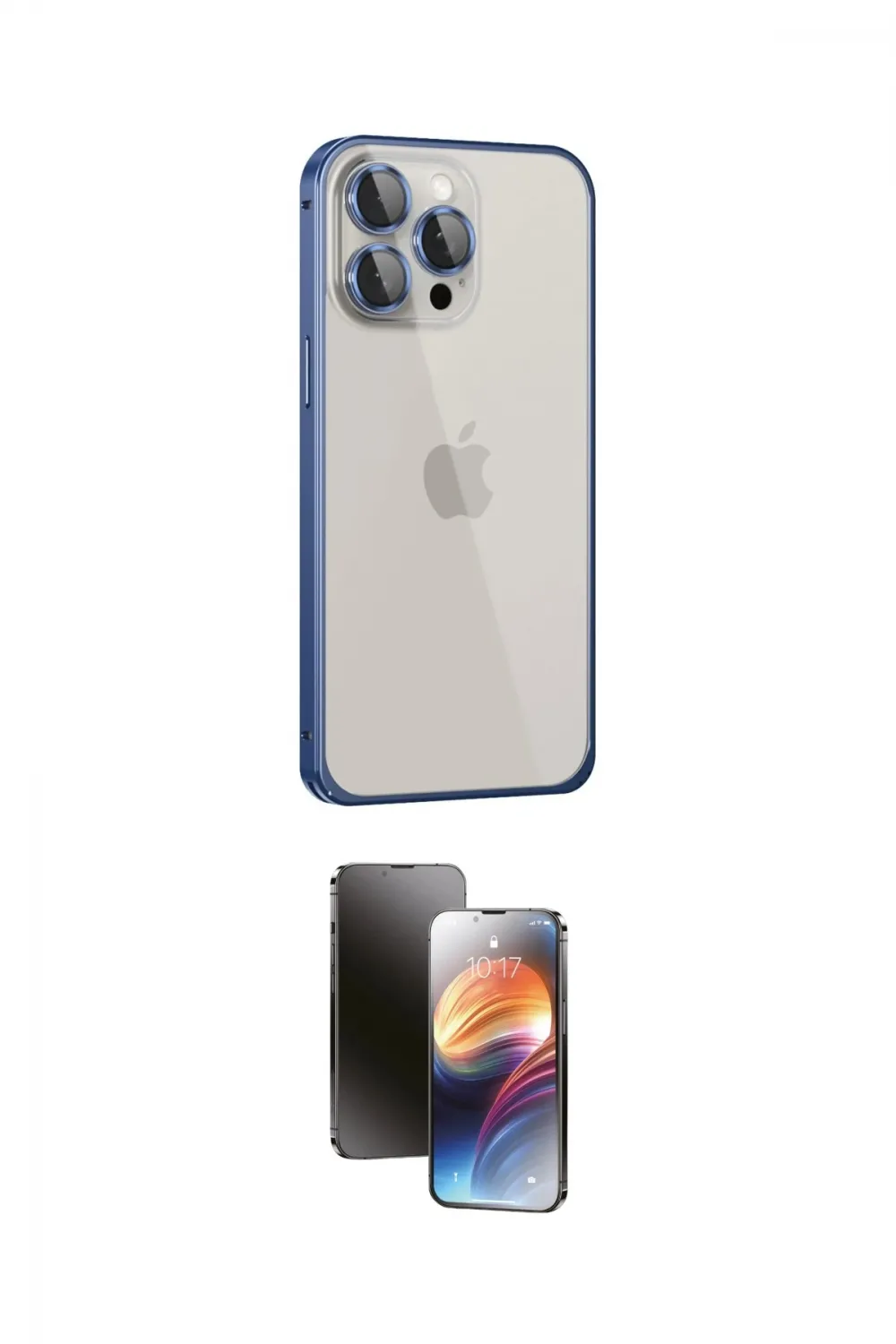 ieg™ iPhone 15 Pro Max Kılıf Eksen Form Serisi - Siyah 3D Antistatik Mat Seramik Nano Ekran Koruyucu