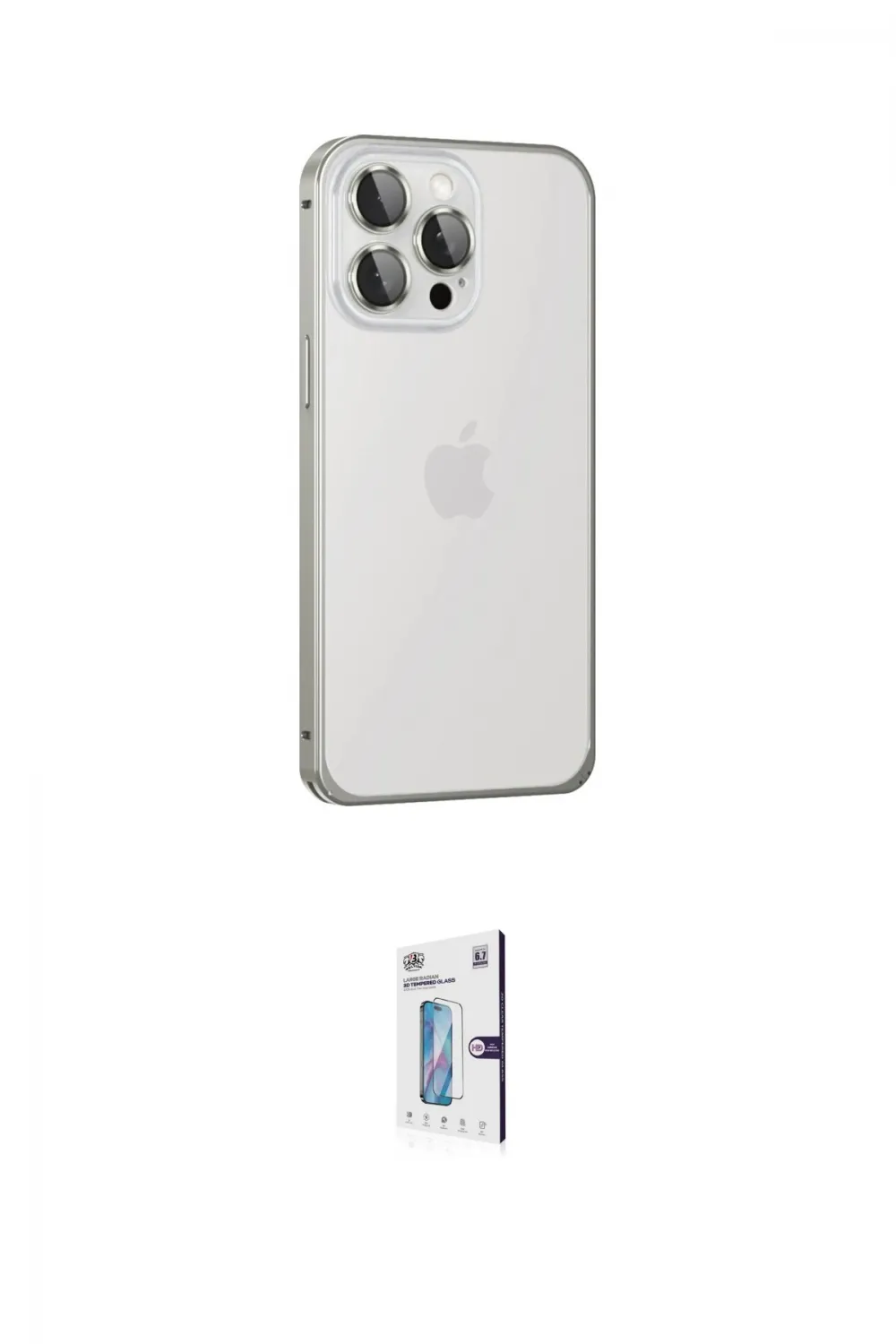 ieg™ iPhone 15 Pro Max Kılıf Eksen Form Serisi - Siyah Bilvis 0.18mm Plus Cam Ekran Koruyucu