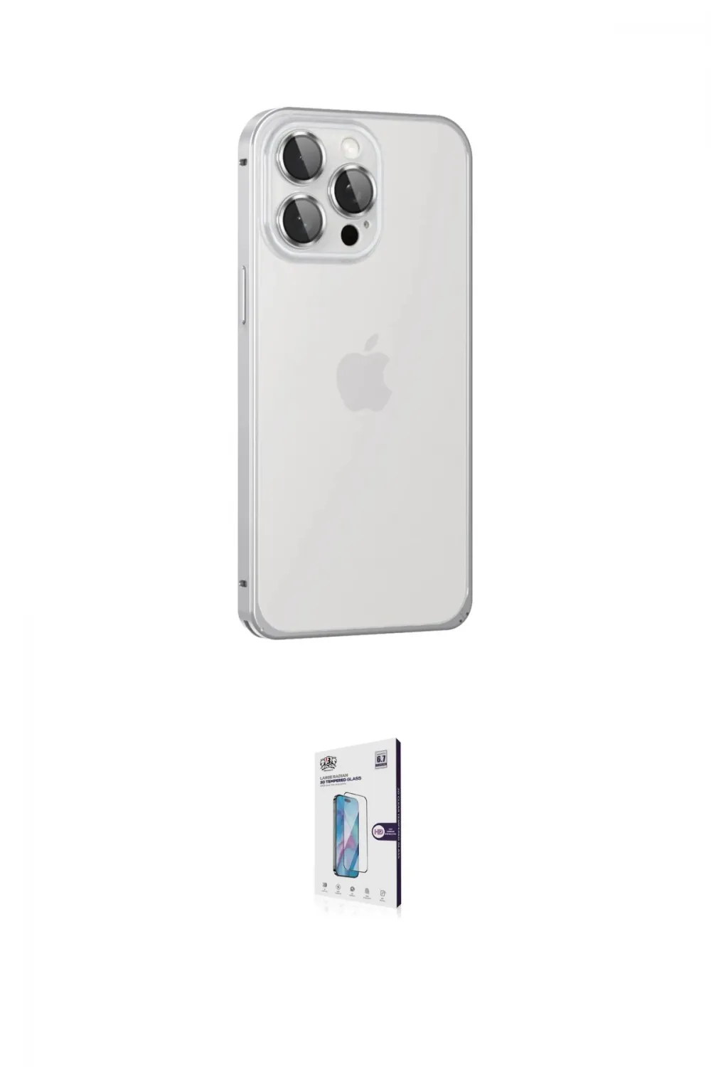 ieg™ iPhone 15 Pro Max Kılıf Eksen Form Serisi - Siyah Bilvis 0.18mm Plus Cam Ekran Koruyucu