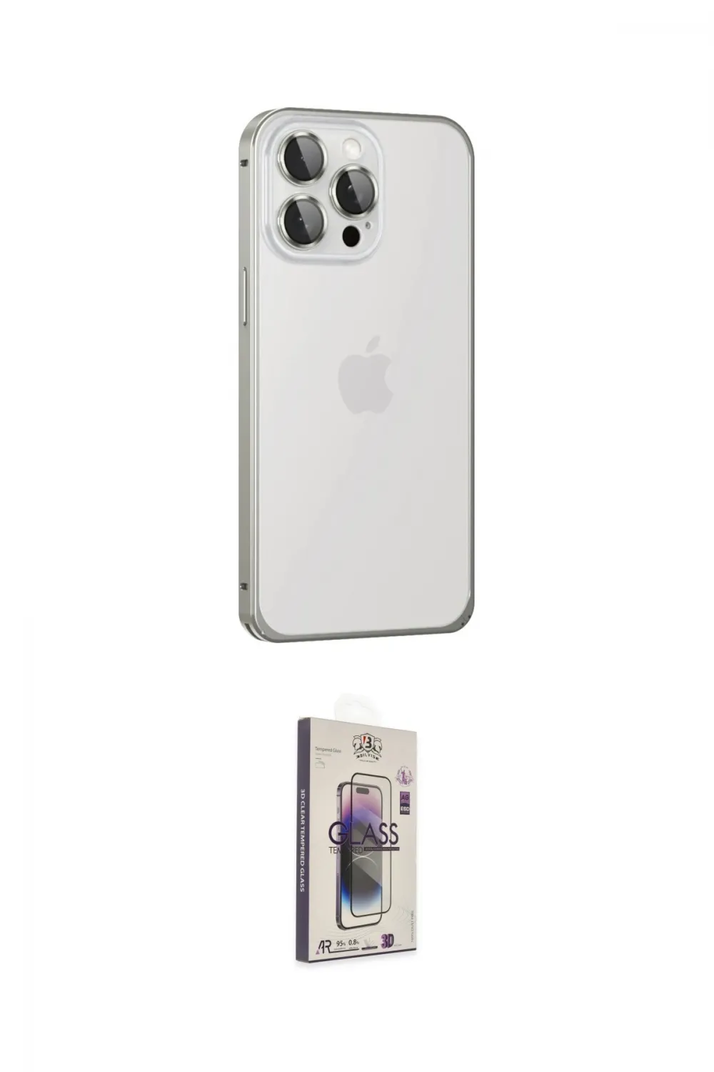 ieg™ iPhone 15 Pro Max Kılıf Eksen Form Serisi - Siyah Bilvis 3D Cam Ekran Koruyucu