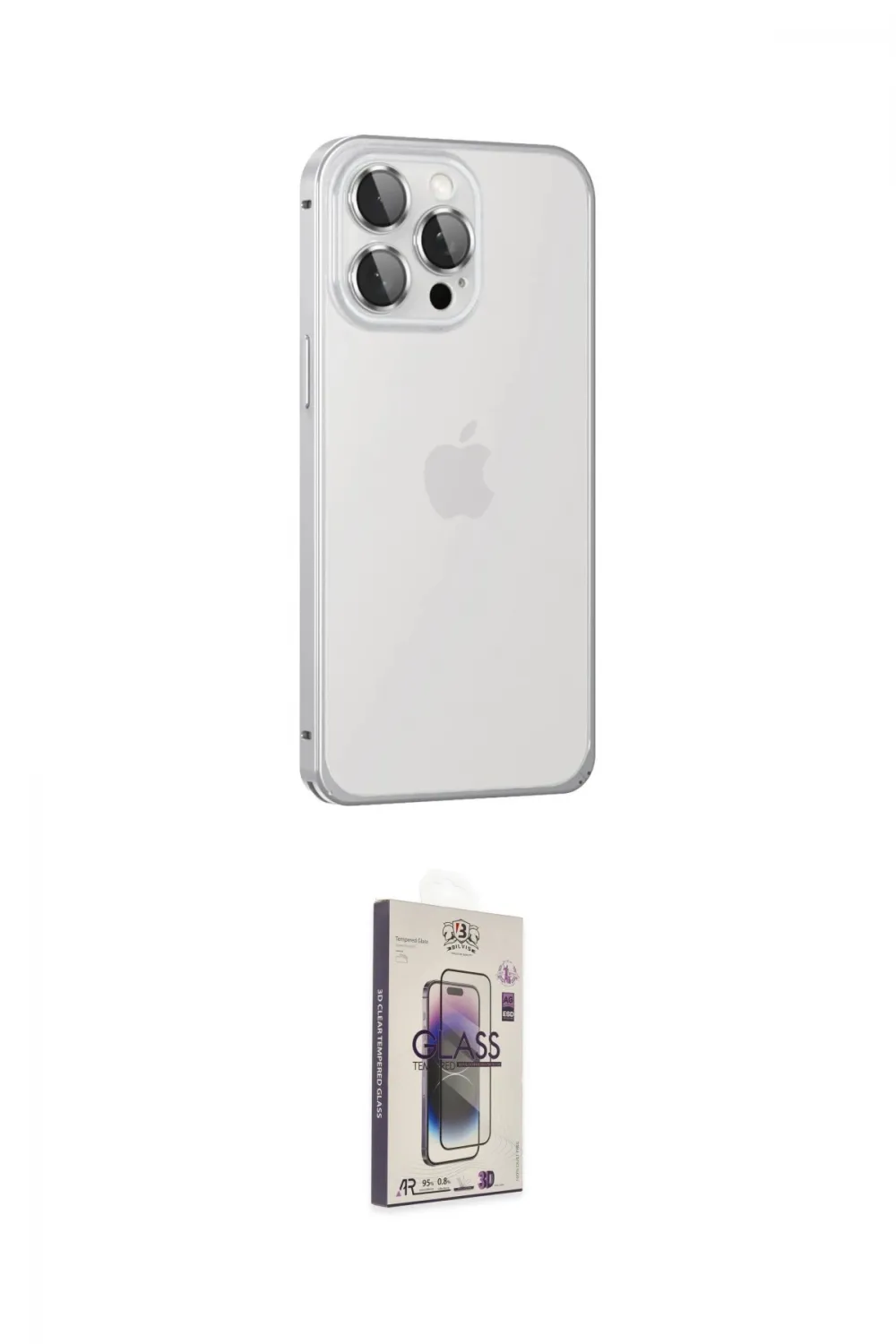 ieg™ iPhone 15 Pro Max Kılıf Eksen Form Serisi - Siyah Bilvis 3D Cam Ekran Koruyucu