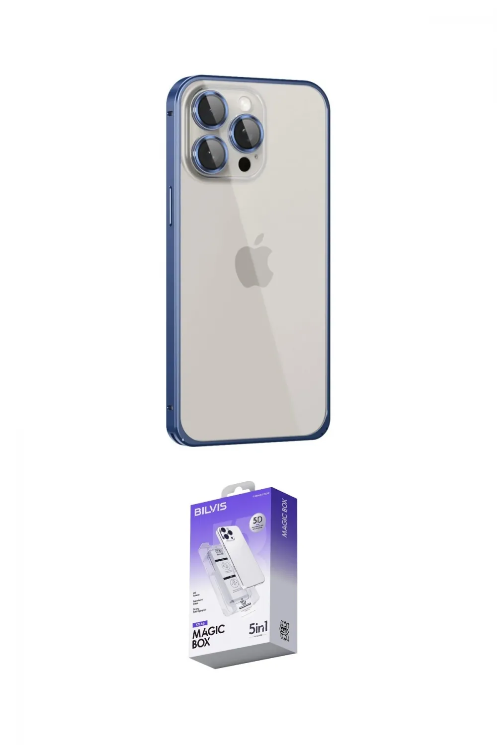 ieg™ iPhone 15 Pro Max Kılıf Eksen Form Serisi - Siyah Bilvis 5in1 3D Magic Cam Ekran Koruyucu