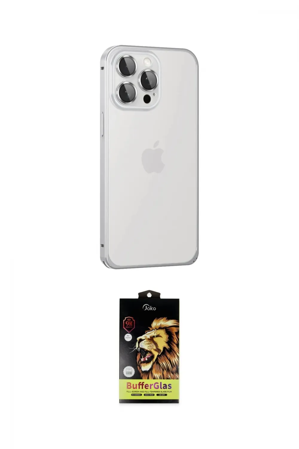 ieg™ iPhone 15 Pro Max Kılıf Eksen Form Serisi - Siyah Buffer Cam Ekran Koruyucu