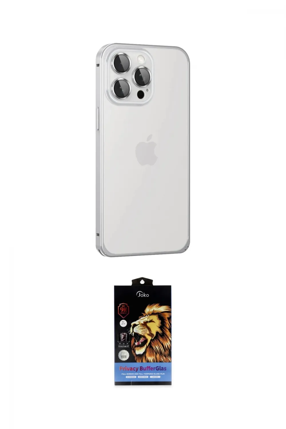 ieg™ iPhone 15 Pro Max Kılıf Eksen Form Serisi - Siyah Buffer Hayalet Cam Ekran Koruyucu