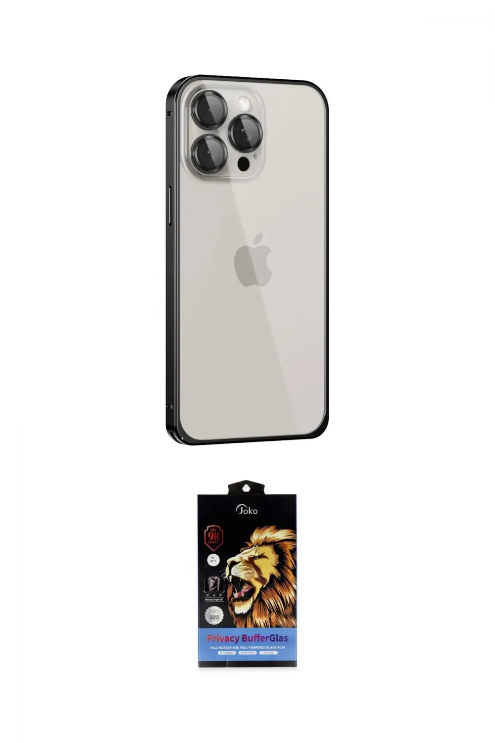 ieg™ iPhone 15 Pro Max Kılıf Eksen Form Serisi - Siyah Buffer Hayalet Cam Ekran Koruyucu
