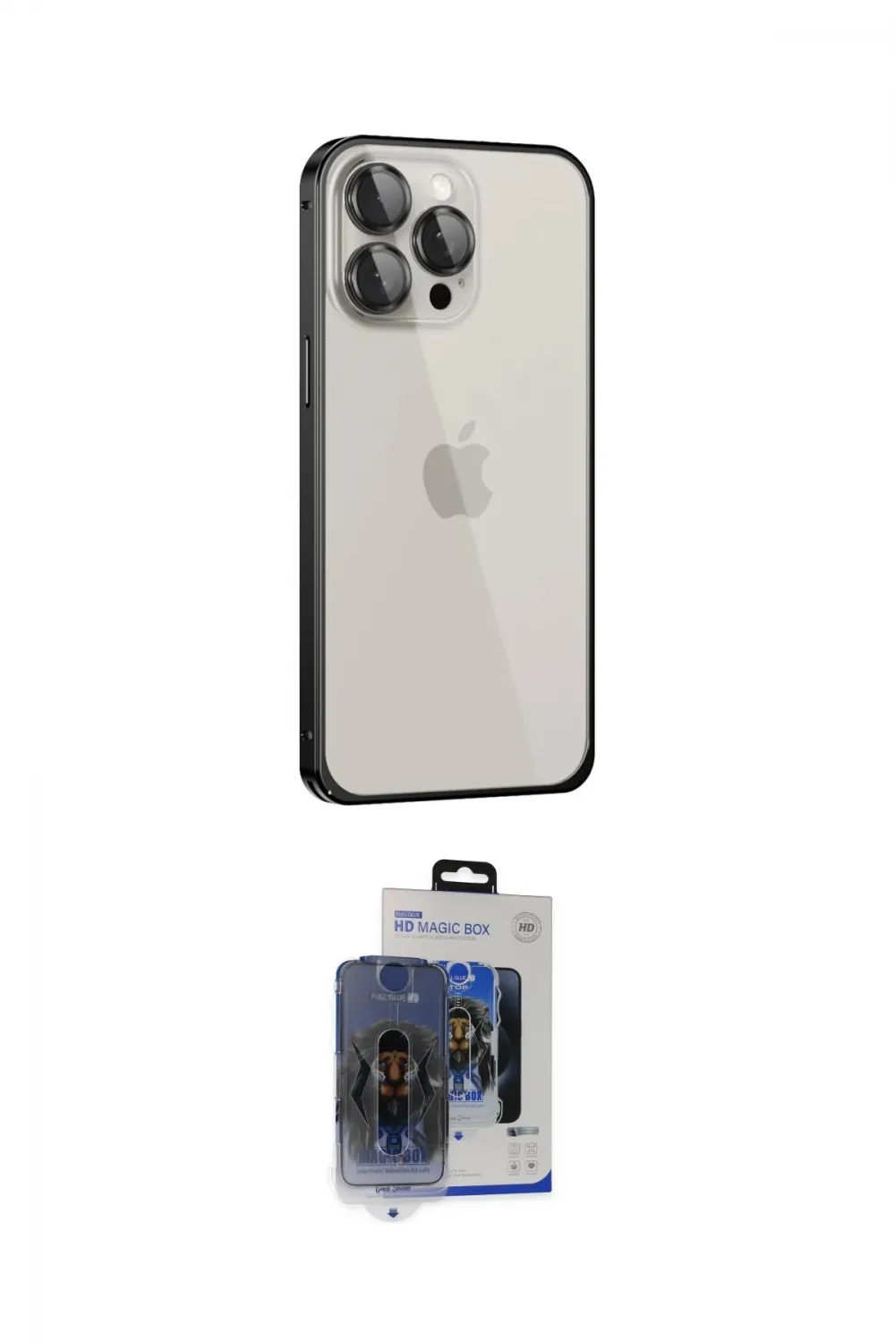 ieg™ iPhone 15 Pro Max Kılıf Eksen Form Serisi - Siyah Vanessa Magic Cam