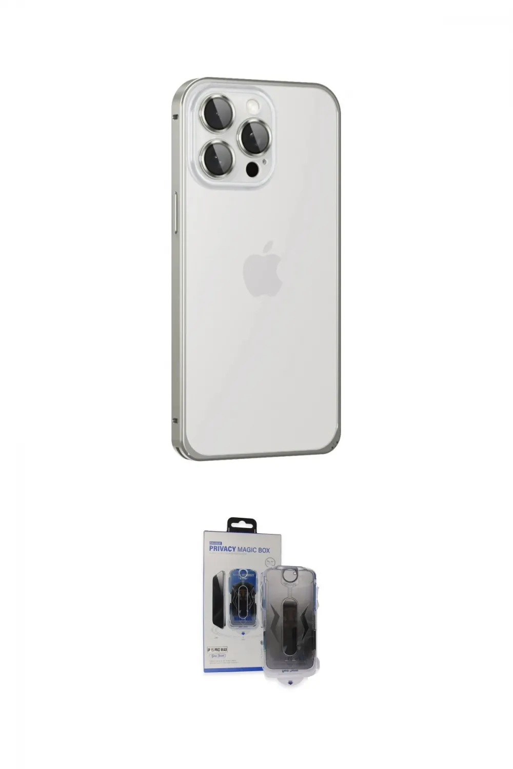 ieg™ iPhone 15 Pro Max Kılıf Eksen Form Serisi - Siyah Vanessa Magic Hayalet Cam