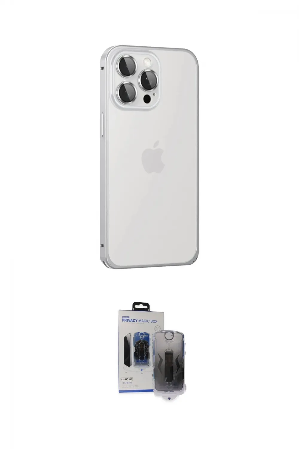 ieg™ iPhone 15 Pro Max Kılıf Eksen Form Serisi - Siyah Vanessa Magic Hayalet Cam