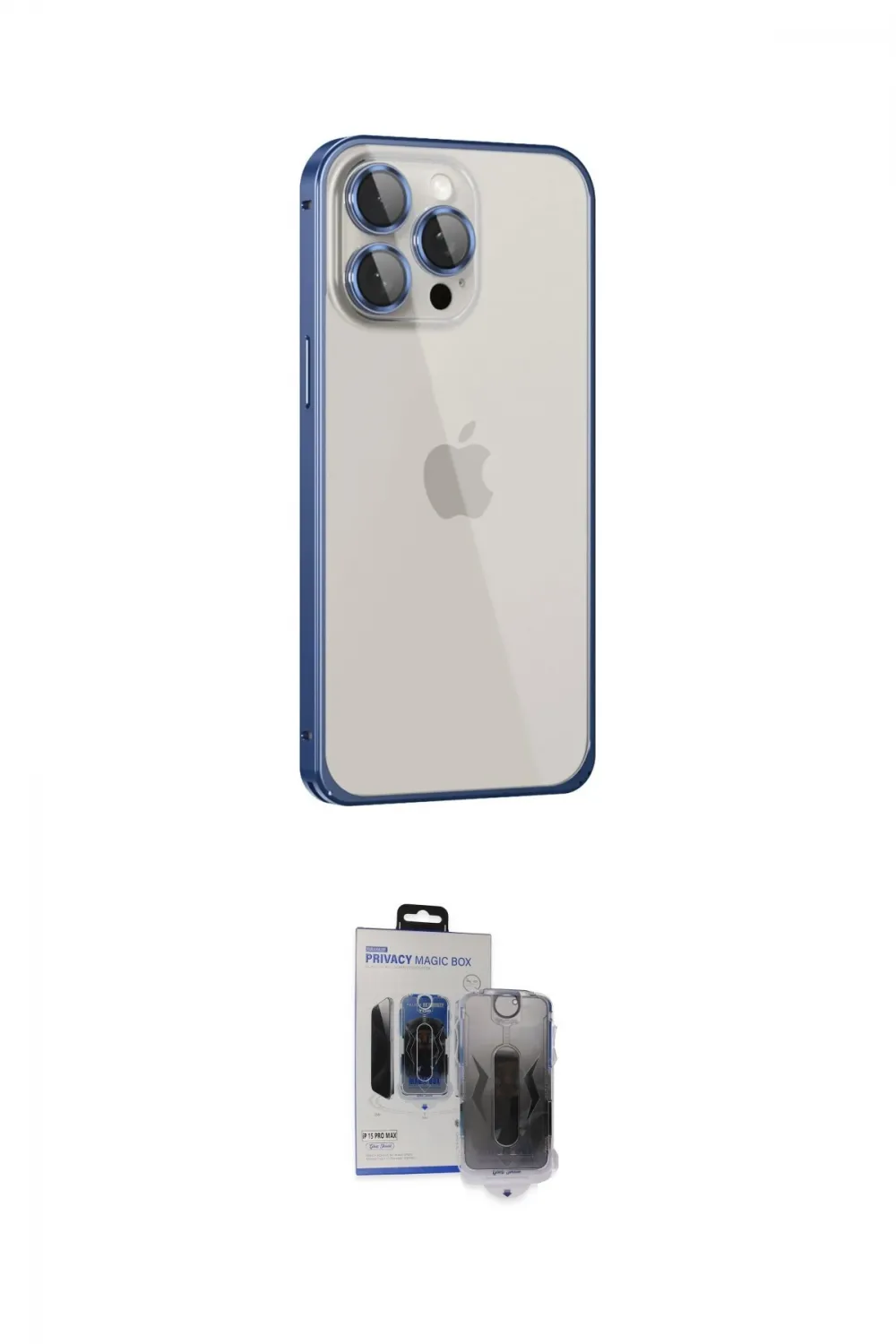 ieg™ iPhone 15 Pro Max Kılıf Eksen Form Serisi - Siyah Vanessa Magic Hayalet Cam