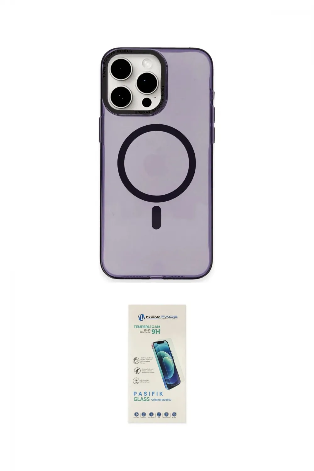 ieg™ iPhone 15 Pro Max Kılıf Eksen Işık Prime - Şeffaf Pasifik Cam Ekran Koruyucu