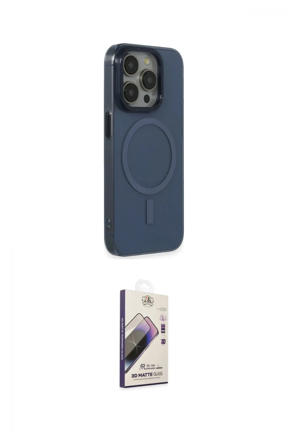 ieg™ iPhone 15 Pro Max Kılıf Eksen Işık Prime - Siyah Bilvis 3D Mat Cam Ekran Koruyucu