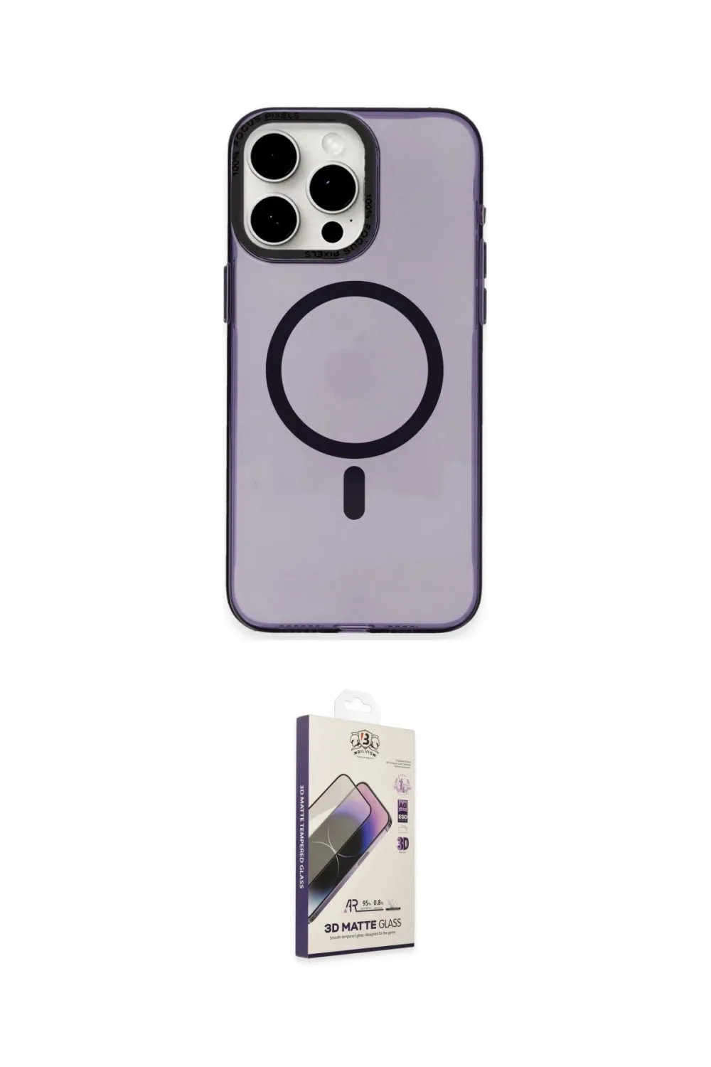 ieg™ iPhone 15 Pro Max Kılıf Eksen Işık Prime - Siyah Bilvis 3D Mat Cam Ekran Koruyucu