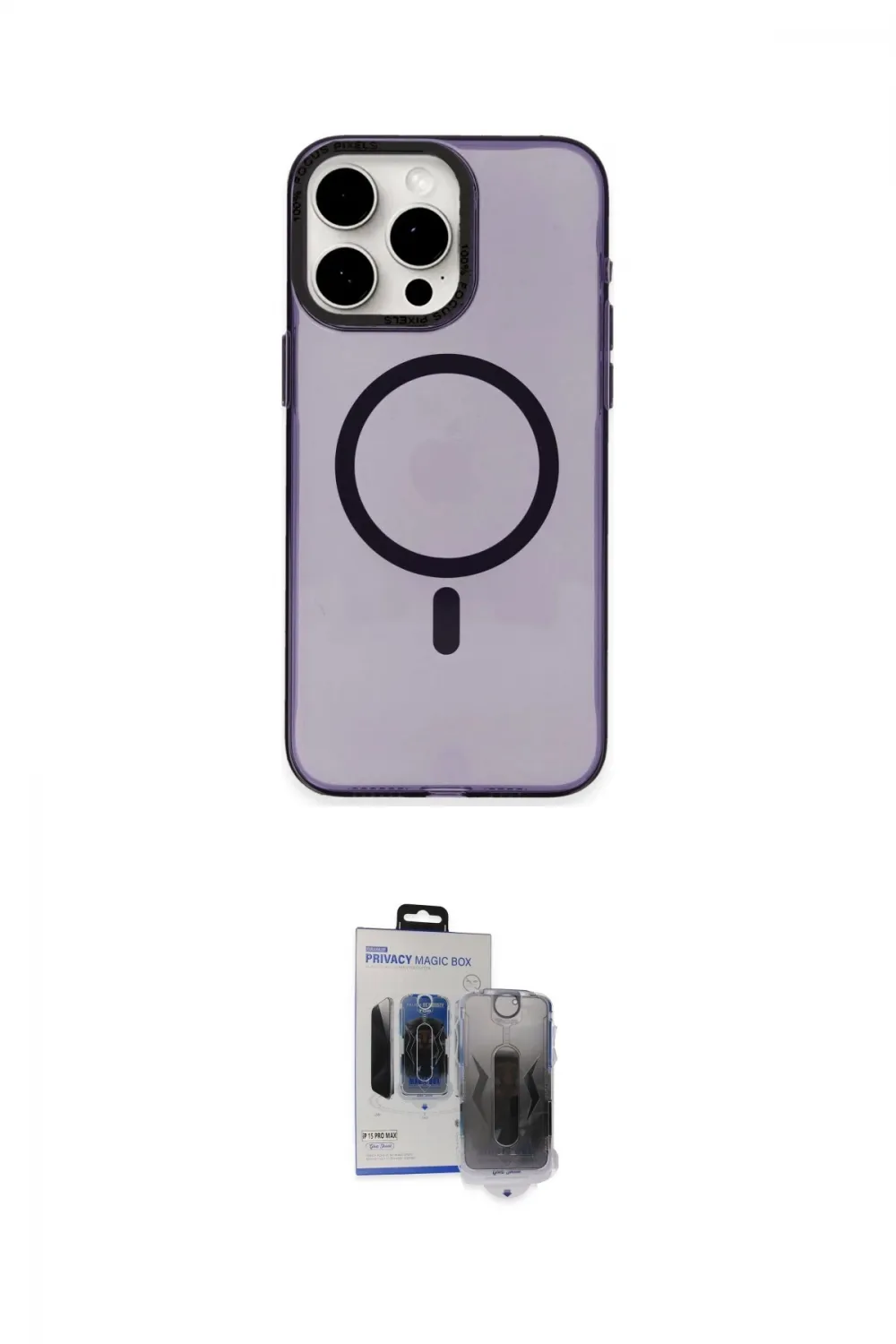 ieg™ iPhone 15 Pro Max Kılıf Eksen Işık Prime - Siyah Vanessa Magic Hayalet Cam